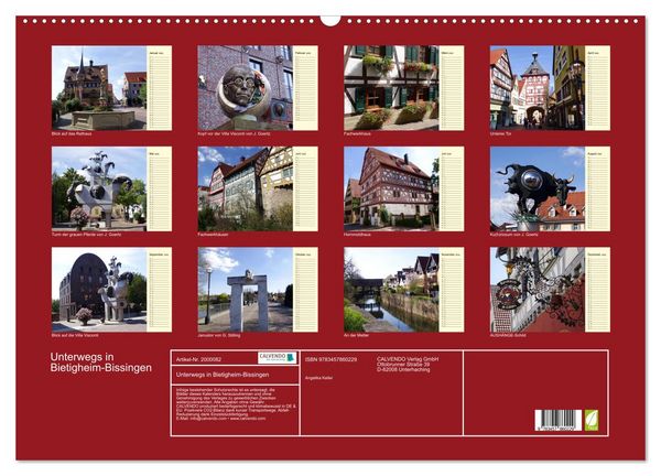 Produktbild: Unterwegs in Bietigheim-Bissingen (Wandkalender 2026 DIN A2 quer), CALVENDO Monatskalender