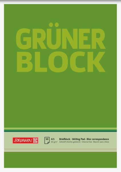 Produktbild: Brunnen Briefblock A5 60g Gr&uuml;n unlin