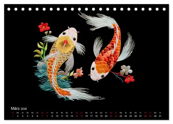 Produktbild: Japanische Stickerei - Hommage an die &Auml;sthetik des Landes (Tischkalender 2026 DIN A5 quer), CALVENDO Monatskalender