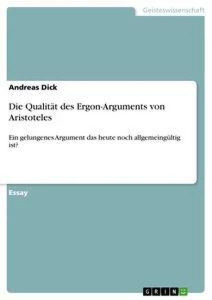 Produktbild: Die Qualit&auml;t des Ergon-Arguments von Aristoteles
