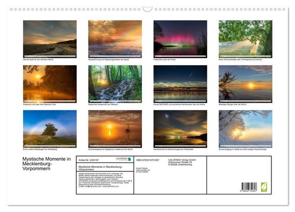 Produktbild: Mystische Momente in Mecklenburg-Vorpommern (Wandkalender 2027 DIN A2 quer), CALVENDO Monatskalender