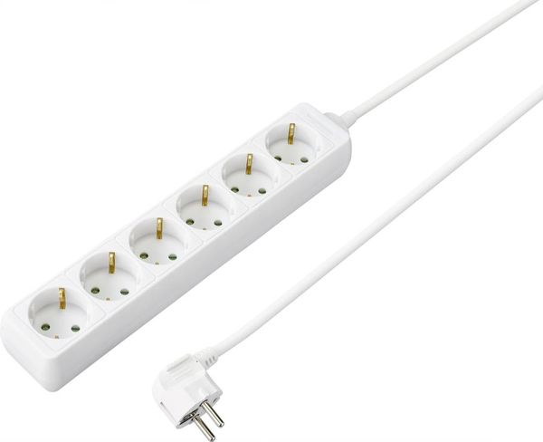 Produktbild: Sygonix SY-4891000 Steckdosenleiste 6fach Wei&szlig; Schutzkontakt 1St.