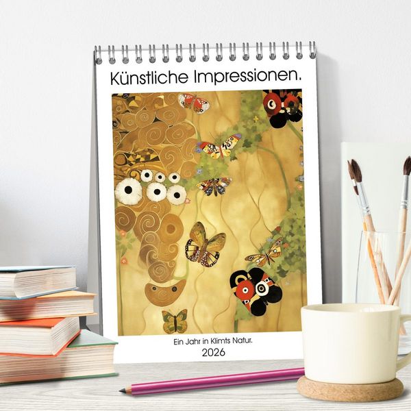 Produktbild: K&uuml;nstliche Impressionen. Ein Jahr in Klimts Natur. (Tischkalender 2026 DIN A5 hoch), CALVENDO Monatskalender