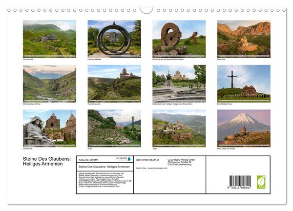 Produktbild: Steine Des Glaubens: Heiliges Armenien (Wandkalender 2026 DIN A3 quer), CALVENDO Monatskalender