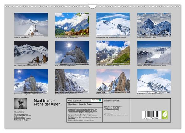 Produktbild: Mont Blanc - Krone der Alpen (Wandkalender 2026 DIN A3 quer), CALVENDO Monatskalender