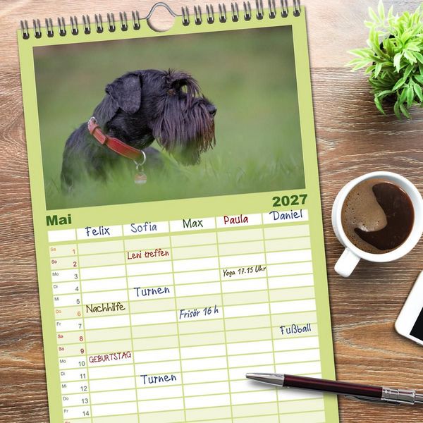 Produktbild: Familienplaner 2027 - Schnauzer... von Zwergen und Riesen 2027 mit 5 Spalten (Wandkalender, 21 x 45 cm) CALVENDO