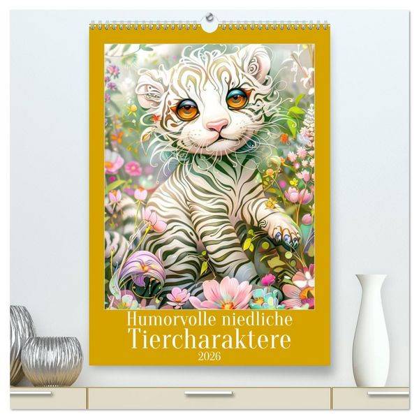 Produktbild: Humorvolle niedliche Tiercharaktere (hochwertiger Premium Wandkalender 2026 DIN A2 hoch), Kunstdruck in Hochglanz