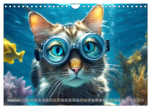 Produktbild: Cats underwater (Wall Calendar 2026 DIN A4 landscape), CALVENDO 12 Month Wall Calendar
