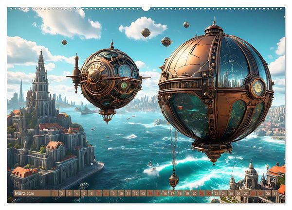 Produktbild: Steampunk Flugmaschinen (Wandkalender 2026 DIN A2 quer), CALVENDO Monatskalender
