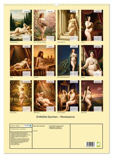 Produktbild: Entbl&ouml;&szlig;te Epochen &ndash; Renaissance (Wandkalender 2027 DIN A2 hoch), CALVENDO Monatskalender