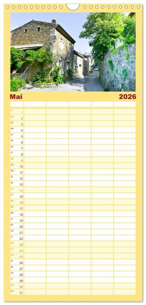 Produktbild: Familienplaner 2026 - Dorfidyllen in Frankreich mit 5 Spalten (Wandkalender, 21 x 45 cm) CALVENDO