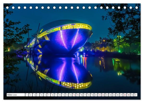 Produktbild: Bremen und Bremerhaven - Nachtaufnahmen (Tischkalender 2026 DIN A5 quer), CALVENDO Monatskalender