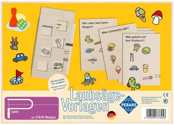 PEBARO 378/4S - Laubsägevorlage Miniquiz, 1 Platte, Größe DIN A4