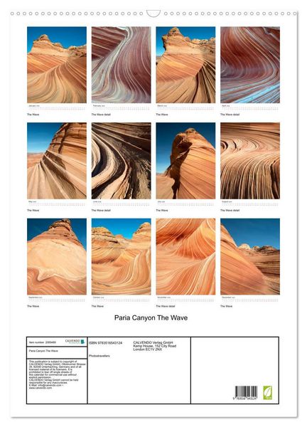 Produktbild: Paria Canyon The Wave (Wall Calendar 2026 DIN A2 portrait), CALVENDO 12 Month Wall Calendar