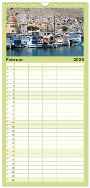Produktbild: Familienplaner 2026 - Griechische Inseln mit 5 Spalten (Wandkalender, 21 x 45 cm) CALVENDO