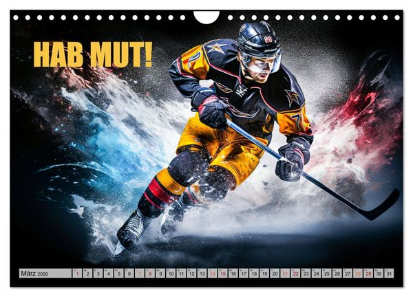 Produktbild: Eishockey und positive Gedanken (Wandkalender 2026 DIN A4 quer), CALVENDO Monatskalender