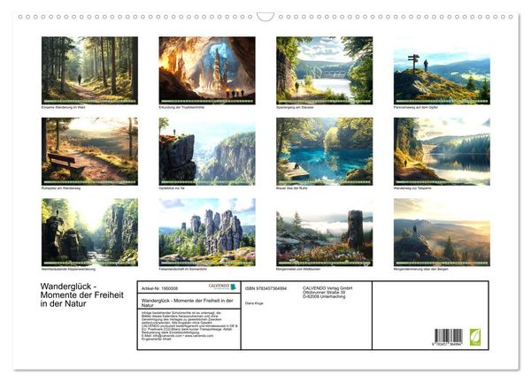 Produktbild: Wandergl&uuml;ck - Momente der Freiheit in der Natur (Wandkalender 2026 DIN A2 quer), CALVENDO Monatskalender