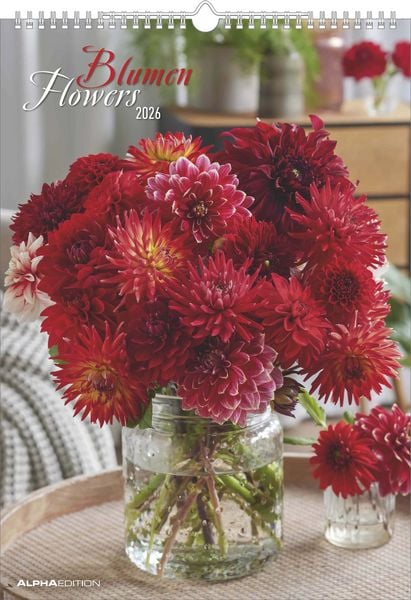 Produktbild: Blumen 2026 - Bildkalender A3 (29,7x42 cm) - Flowers - mit Feiertagen (DE/AT/CH) - Wandkalender - Blumenkalender