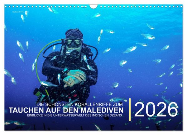 Die schönsten Korallenriffe zum Tauchen auf den Malediven (Wandkalender 2026 DIN A3 quer), CALVENDO Monatskalender
