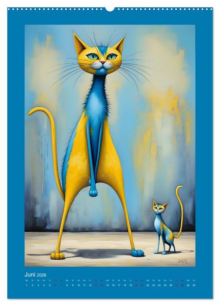 Produktbild: Buntes Katzenvolk (Wandkalender 2026 DIN A2 hoch), CALVENDO Monatskalender