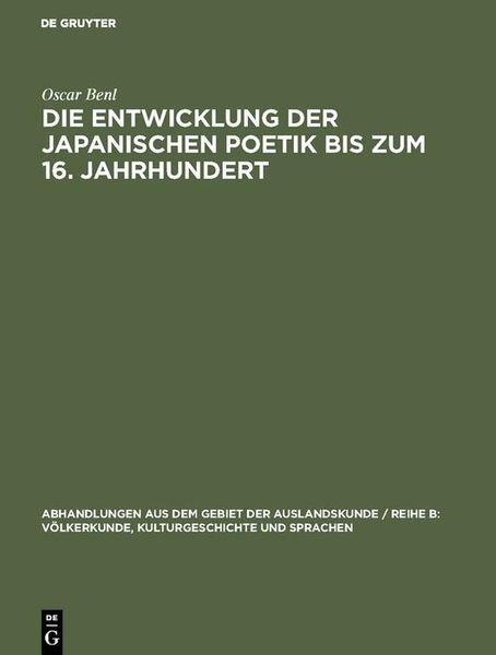 Produktbild: Die Entwicklung der japanischen Poetik bis zum 16. Jahrhundert