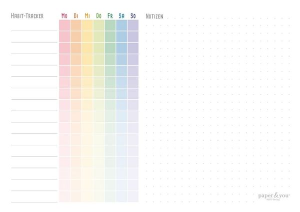 Produktbild: paper&you Block A5 Wochenplan [Rainbow]
