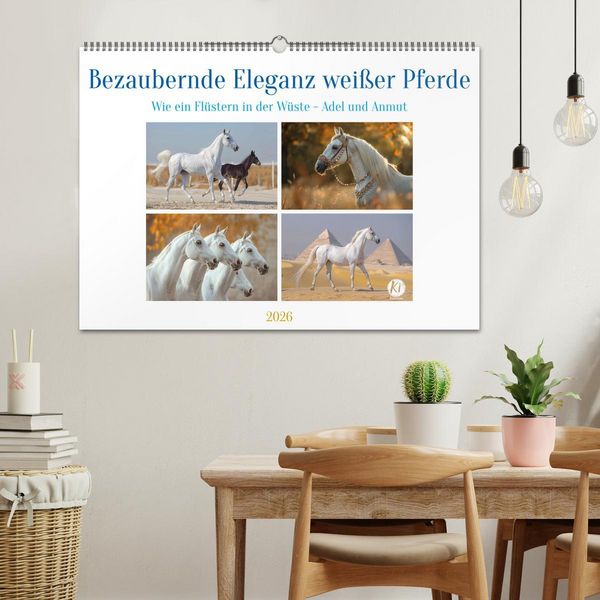 Produktbild: Bezaubernde Eleganz wei&szlig;er Pferde (Wandkalender 2026 DIN A2 quer), CALVENDO Monatskalender