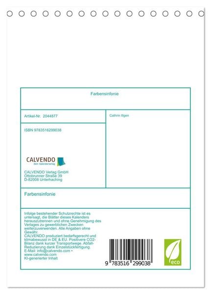 Produktbild: Farbensinfonie (Tischkalender 2026 DIN A5 hoch), CALVENDO Monatskalender