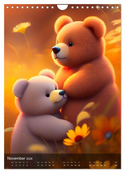 Produktbild: Cuddly Teddy Illustrations (Wall Calendar 2026 DIN A4 portrait), CALVENDO 12 Month Wall Calendar