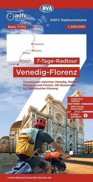 Produktbild: BVA ADFC Radtourenkarte 7-Tage-Radtour Venedig-Florenz, 1:200.000