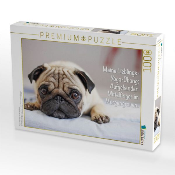 Produktbild: CALVENDO Puzzle Mops-Welpe liegt auf der Bettkante | 1000 Teile Lege-Gr&ouml;&szlig;e 64x48cm Foto-Puzzle f&uuml;r gl&uuml;ckliche Stunden