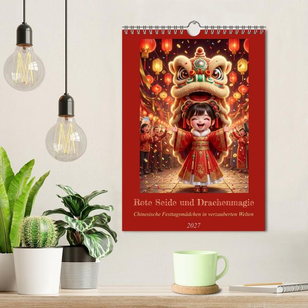 Produktbild: Rote Seide und Drachenmagie (Wandkalender 2027 DIN A4 hoch), CALVENDO Monatskalender