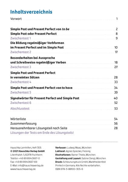 Produktbild: Simple Past & Present Perfect. Englisch ab 6. Klasse und f&uuml;r Erwachsene, A5-Heft
