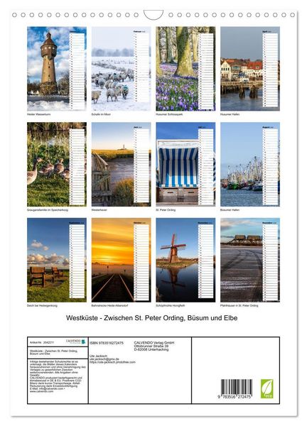 Produktbild: Westk&uuml;ste - Zwischen St. Peter Ording, B&uuml;sum und Elbe (Wandkalender 2026 DIN A3 hoch), CALVENDO Monatskalender