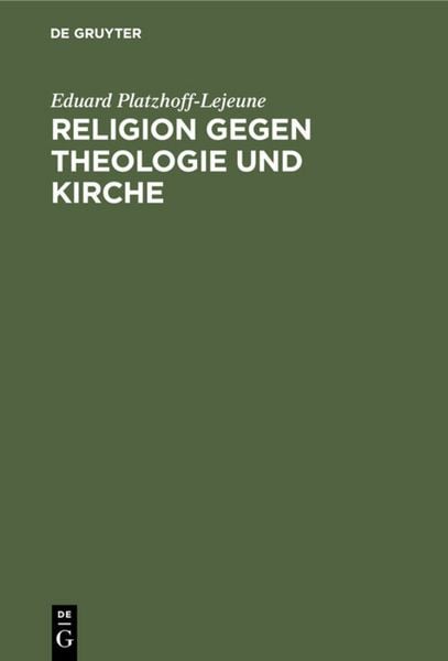 Produktbild: Religion gegen Theologie und Kirche