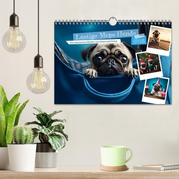 Produktbild: Lustige Mops-Hunde: Die charmanten Meister von Chaos und Unfug (Wandkalender 2026 DIN A4 quer), CALVENDO Monatskalender