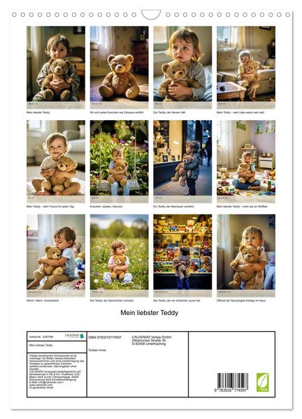Produktbild: Mein liebster Teddy (Wandkalender 2027 DIN A3 hoch), CALVENDO Monatskalender