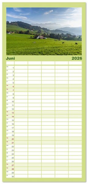 Produktbild: Familienplaner 2026 - Appenzellerland mit 5 Spalten (Wandkalender, 21 x 45 cm) CALVENDO