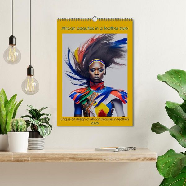 Produktbild: African beauties in a feather style (Wall Calendar 2026 DIN A3 portrait), CALVENDO 12 Month Wall Calendar