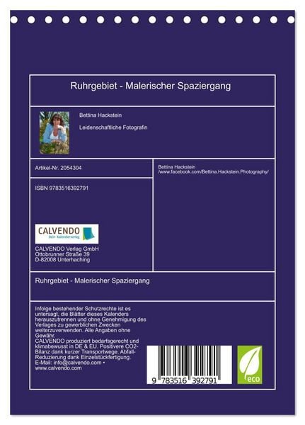 Produktbild: Ruhrgebiet - Malerischer Spaziergang (Tischkalender 2026 DIN A5 hoch), CALVENDO Monatskalender