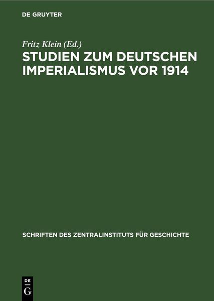 Produktbild: Studien zum deutschen Imperialismus vor 1914