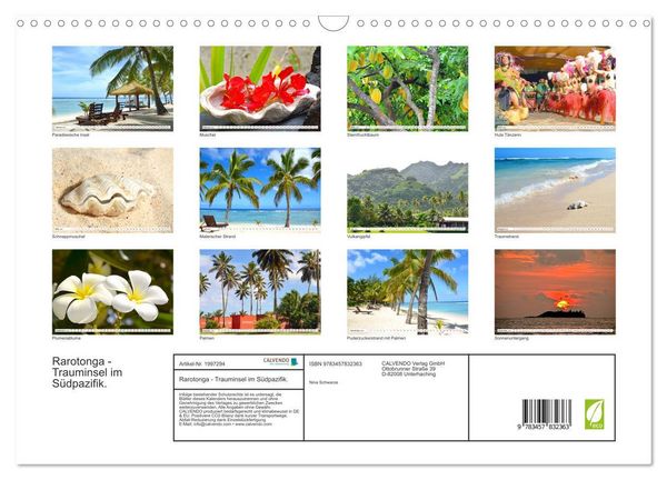 Produktbild: Rarotonga - Trauminsel im S&uuml;dpazifik. (Wandkalender 2026 DIN A3 quer), CALVENDO Monatskalender