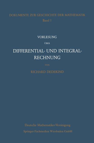 Produktbild: Vorlesung &uuml;ber Differential- und Integralrechnung 1861/62