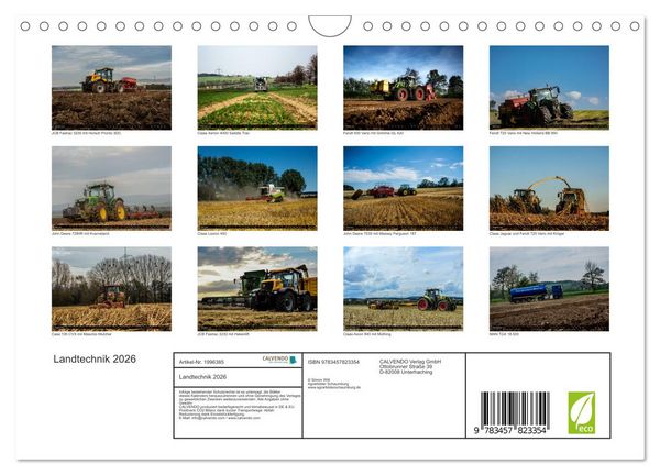 Produktbild: Landtechnik 2026 (Wandkalender 2026 DIN A4 quer), CALVENDO Monatskalender