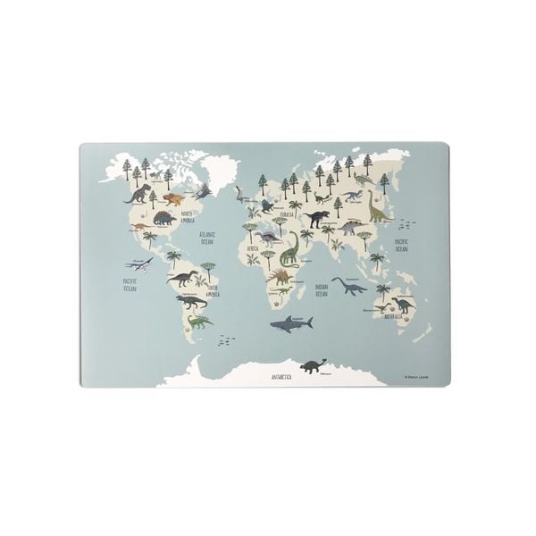 Scriptum Schreibtischunterlage für Kinder Weltkarte Dinosaurier - 60 x 40 cm, aus premium Vinyl