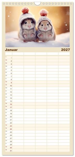 Produktbild: Familienplaner 2027 - Ein Jahr im Leben von Familie Maus mit 5 Spalten (Wandkalender, 21 x 45 cm) CALVENDO