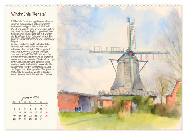 Produktbild: Deutschlands sch&ouml;nste Windm&uuml;hlen (hochwertiger Premium Wandkalender 2026 DIN A2 quer), Kunstdruck in Hochglanz