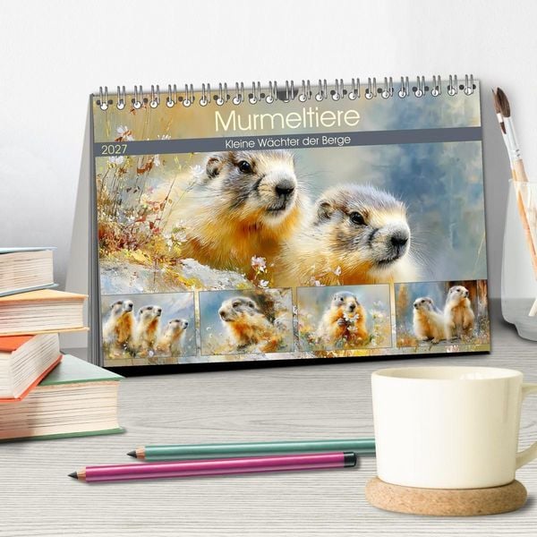 Produktbild: Murmeltiere. Kleine W&auml;chter der Berge (Tischkalender 2027 DIN A5 quer), CALVENDO Monatskalender