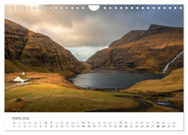 Produktbild: Lumi&egrave;res d'automne aux &icirc;les F&eacute;ro&eacute; (Calendrier mural 2026 DIN A4 vertical), CALVENDO calendrier mensuel