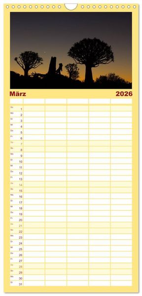 Produktbild: Familienplaner 2026 - Wildes Namibia mit 5 Spalten (Wandkalender, 21 x 45 cm) CALVENDO